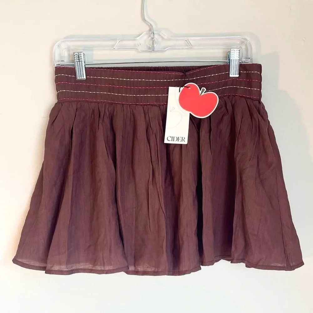 Cider Brown Flowy Skort – Elastic Waist  NWT